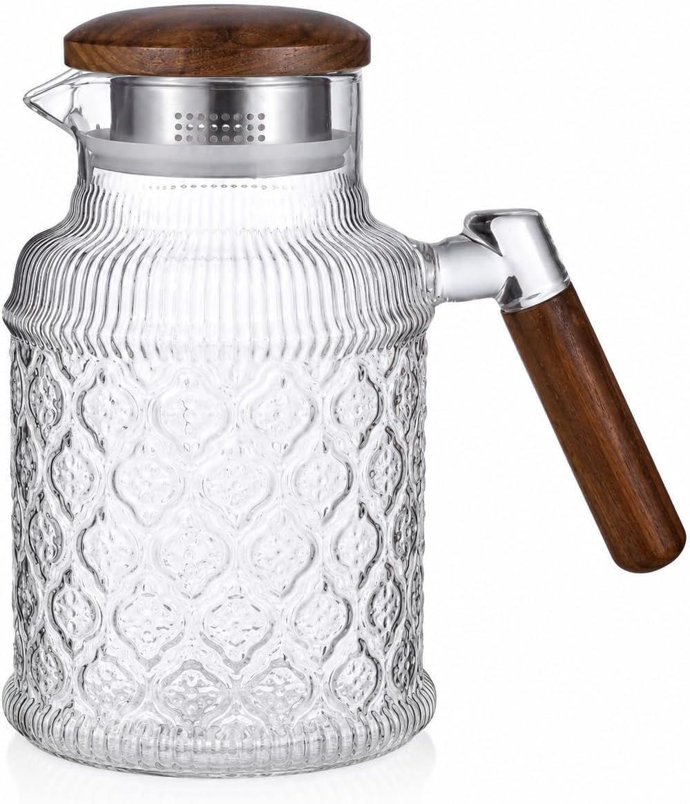 1.8 Litre Akasya Kapaklı Cam Sürahi – Isıya Dayanıklı & Şık Tasarım