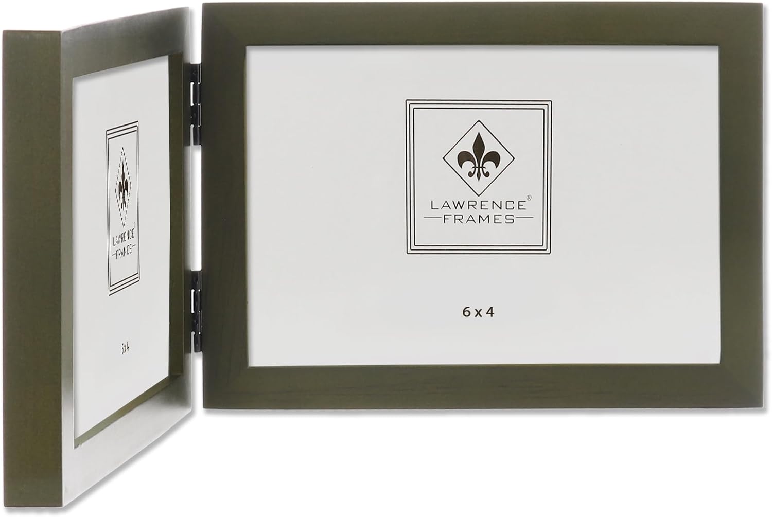 Collection Hinged Double yatay Wood Picture frame Gallery, 4 6 inç, Green