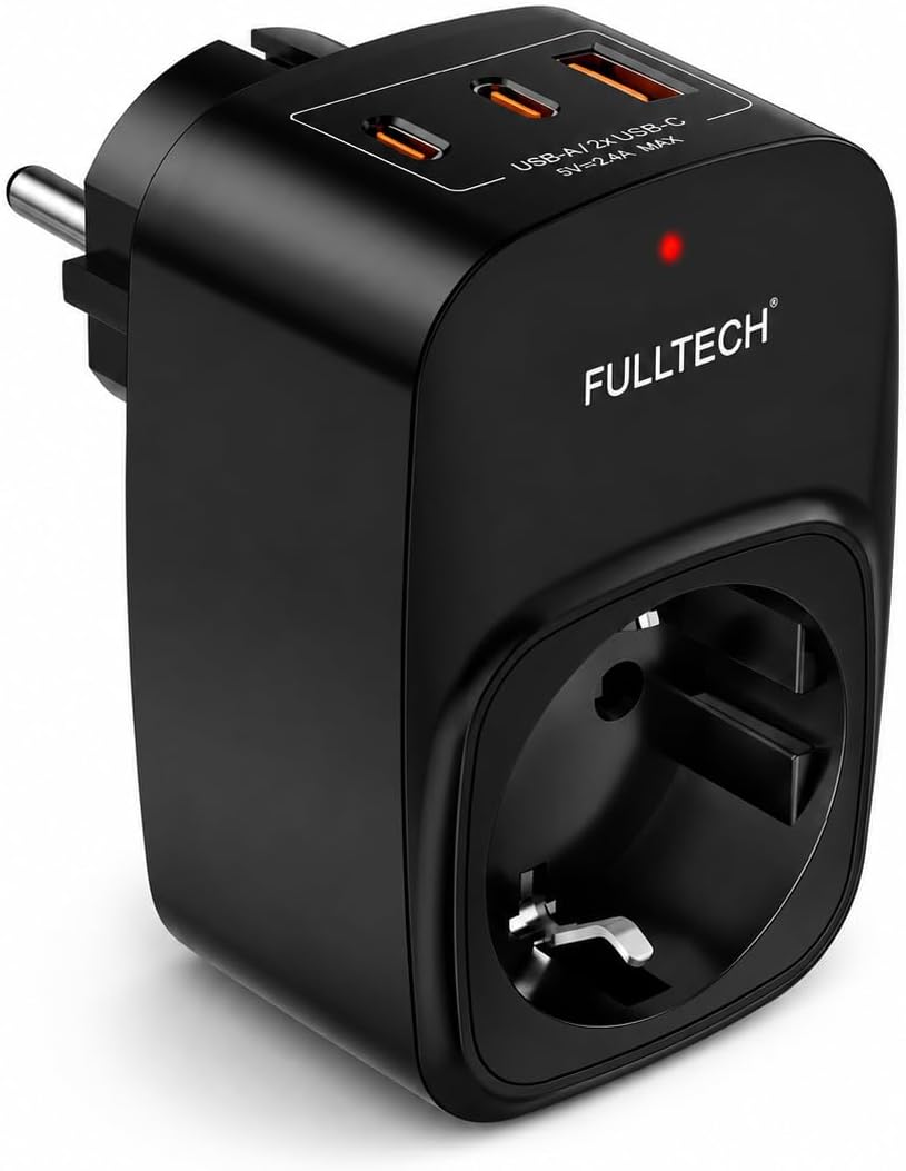 Akım Korumalı Priz, Tekli Priz, USB’li Priz ve Type-C Priz, Priz Çoklayıcı, Voltaj Korumalı Priz, 16A 3680W Duvar Tipi (SİYAH)