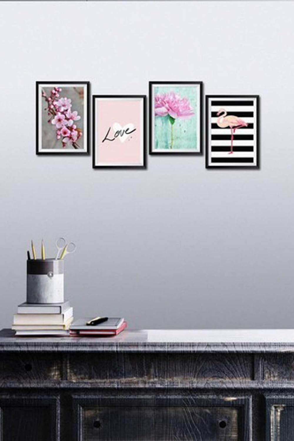 4 Parça Dekoratif Mdf Tablo Seti Çerçeve Görünümlü DEKOLİADKD091