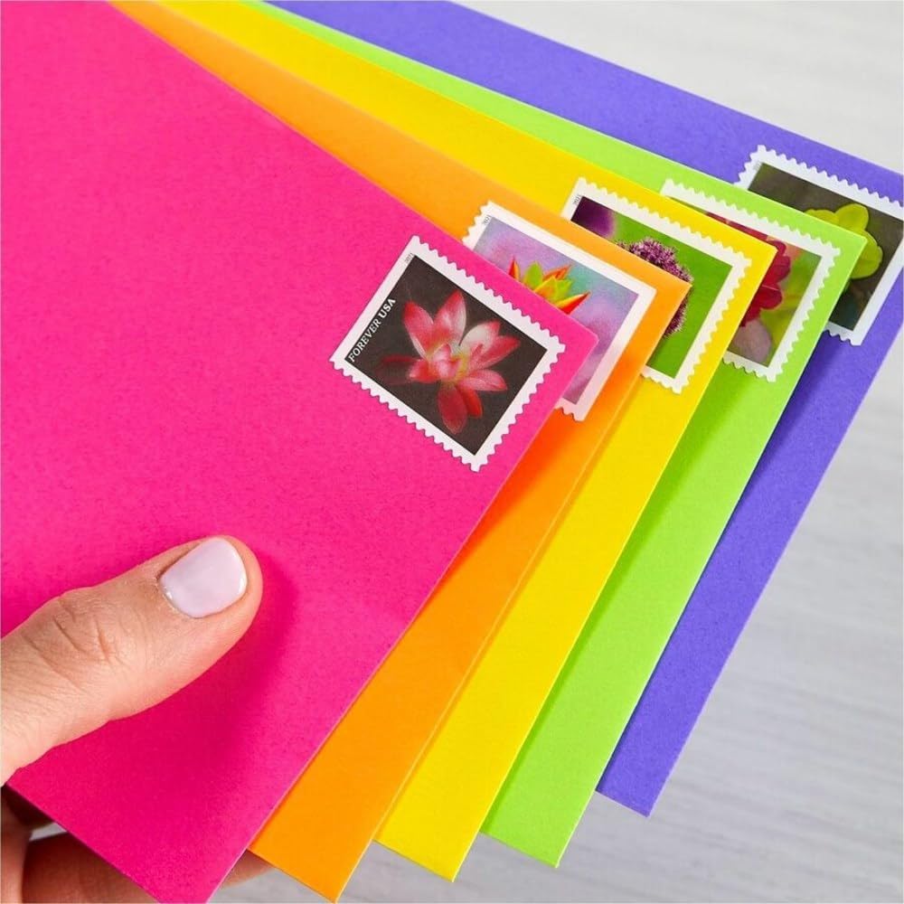 Renk #10 Zarflar, 10,5 cm x 24,1 cm, 10,9 kg/89 gsm, "Happy" 5 Renk Çeşitliliği, 200 Paket (92109)