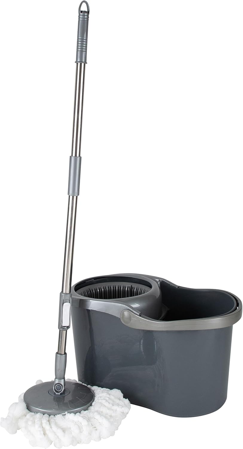 Kendinden Sıkma Paspas ve Kova Seti, 16 Litre, Gri