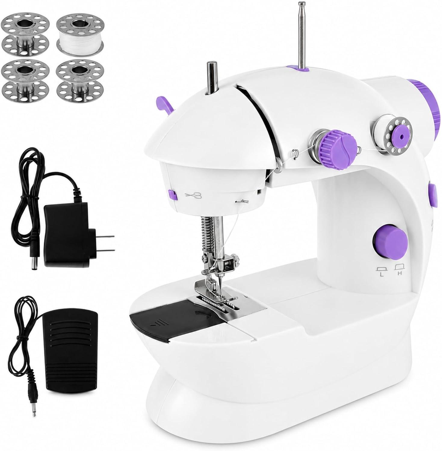 Mini Dikiş Makinesi, Portatif Kolay Kullanım ve Taşıma, Pedallı Tasarım, Ayarlanabilir Hız Ayarı, Kıyafet Elbise Dikimi, Yeni Başlayanlar ve Yetişkinler İçin Uygun Taşınabilir Dikiş Makinesi