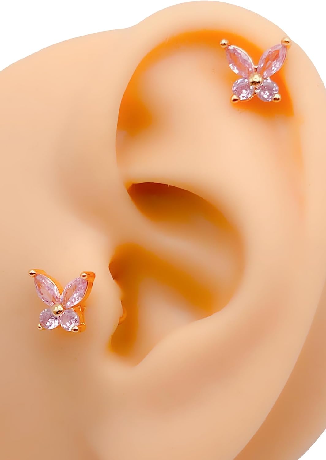 Taşlı Kelebek Figürlü Kıkırdak Helix Tragus Piercing(1adet)