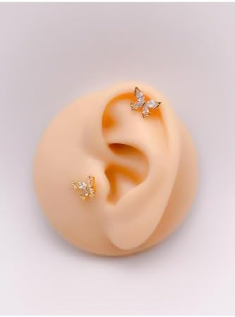 Damla Taşlı Kelebek Tragus Helix Piercing (1adet)