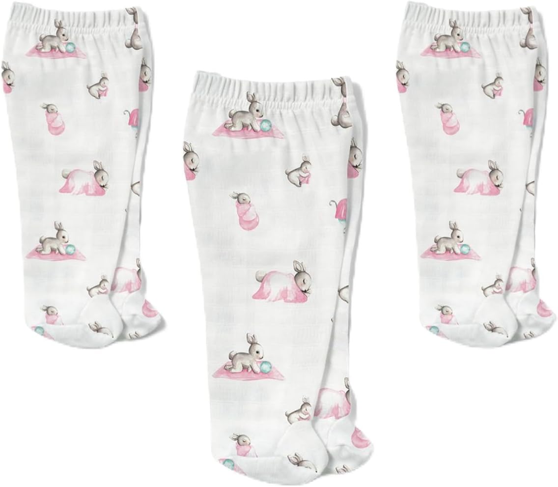 % 100 Pamuk Müslin Patikli Alt 3’lü Set – Bébé Lapin Rose YNDGNALT-1018