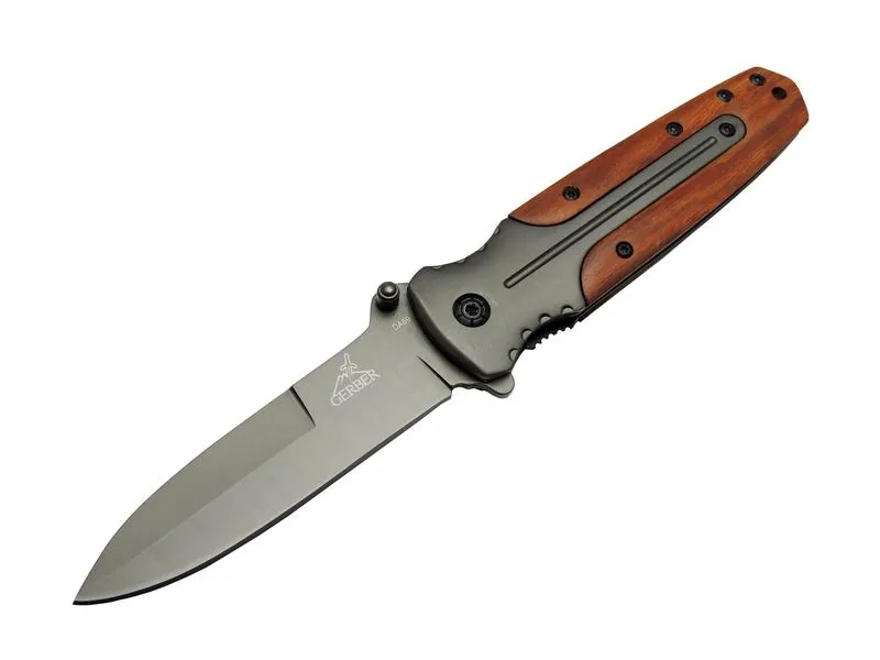 GB DA59 Avcı Tip Kamp Çakısı 21 cm - Metal &amp; Ahşap Sap, Kemerlikli