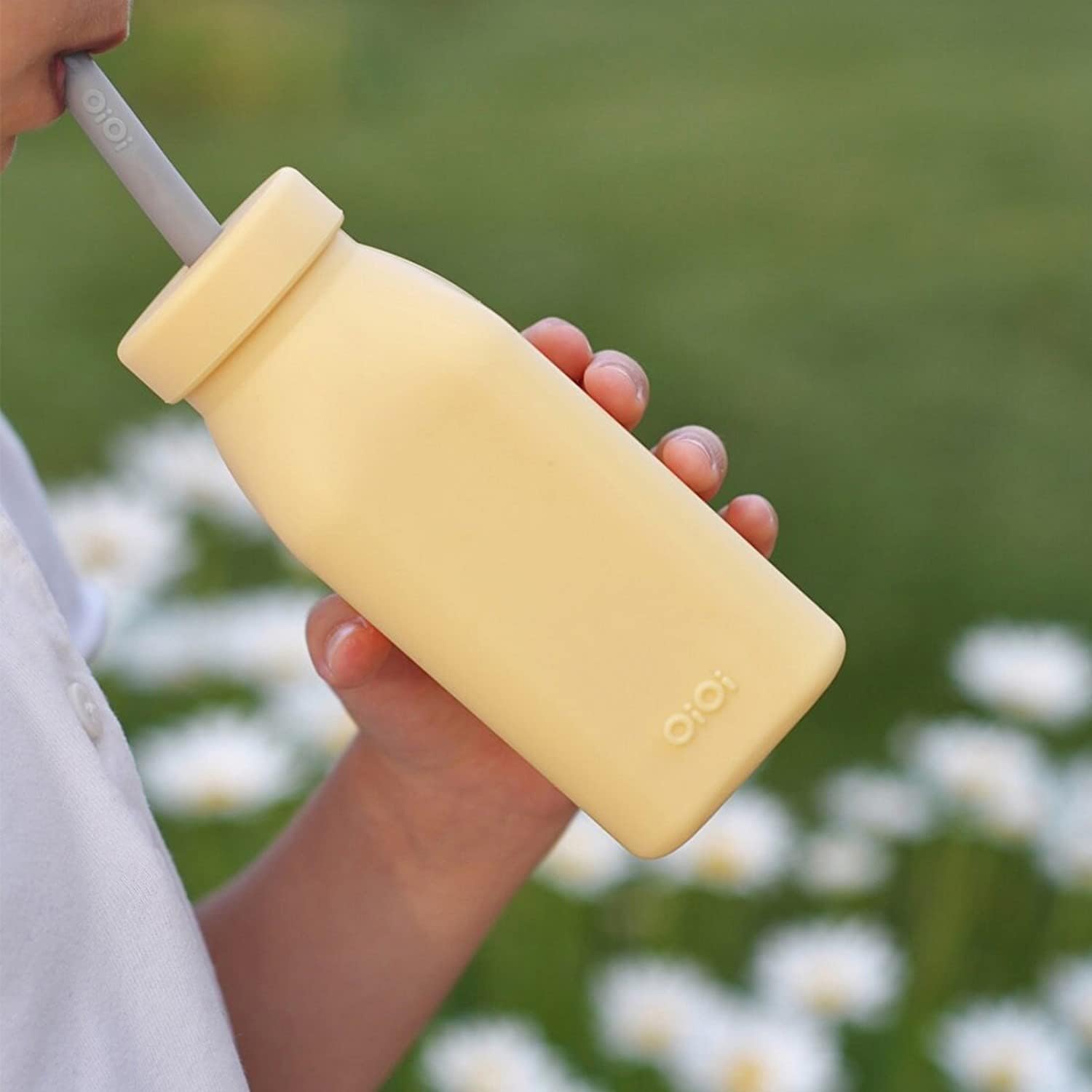 Hüp + Up -Şişe + Pipet - Mellow Yellow/Powder Grey