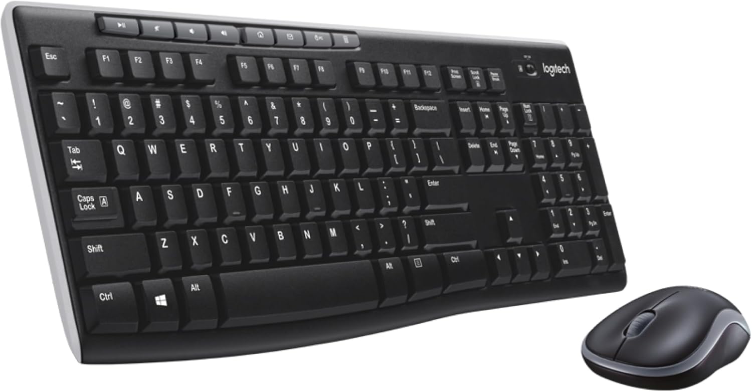 MK270 Kablosuz Klavye Mouse Seti, Tam Boyutlu, Sağ ve Sol Elle Kullanıma Uygun Mouse, 10 m Kullanım Mesafesi, Sıvı Dökülmesine Dayanıklı, Türkçe Q Klavye, Siyah