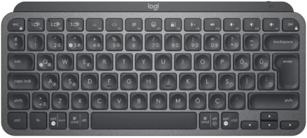 Mx Keys Mini Minimalist Kablosuz Aydınlatmalı Klavye, Kompakt, Bluetooth, Performans, Çoklu Cihaz Özellikli, 5 Ay Pil Ömrü, Türkçe Q Klavye, 920-010504, Siyah