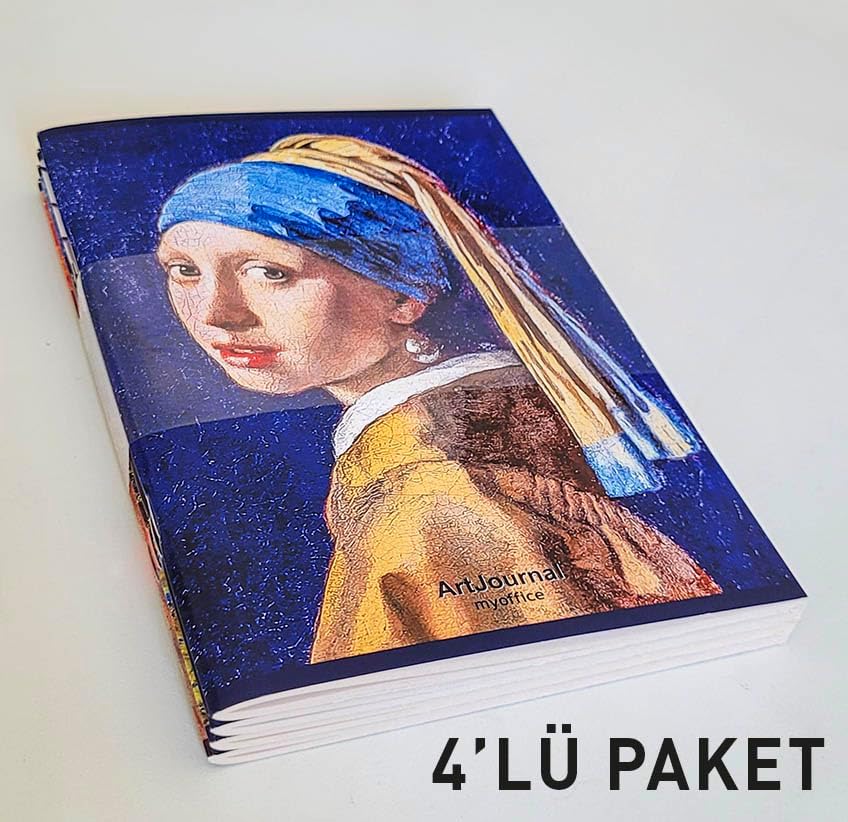 Art Journal 4'lü Kareli A6 Defter Seti – Renkli Kapak