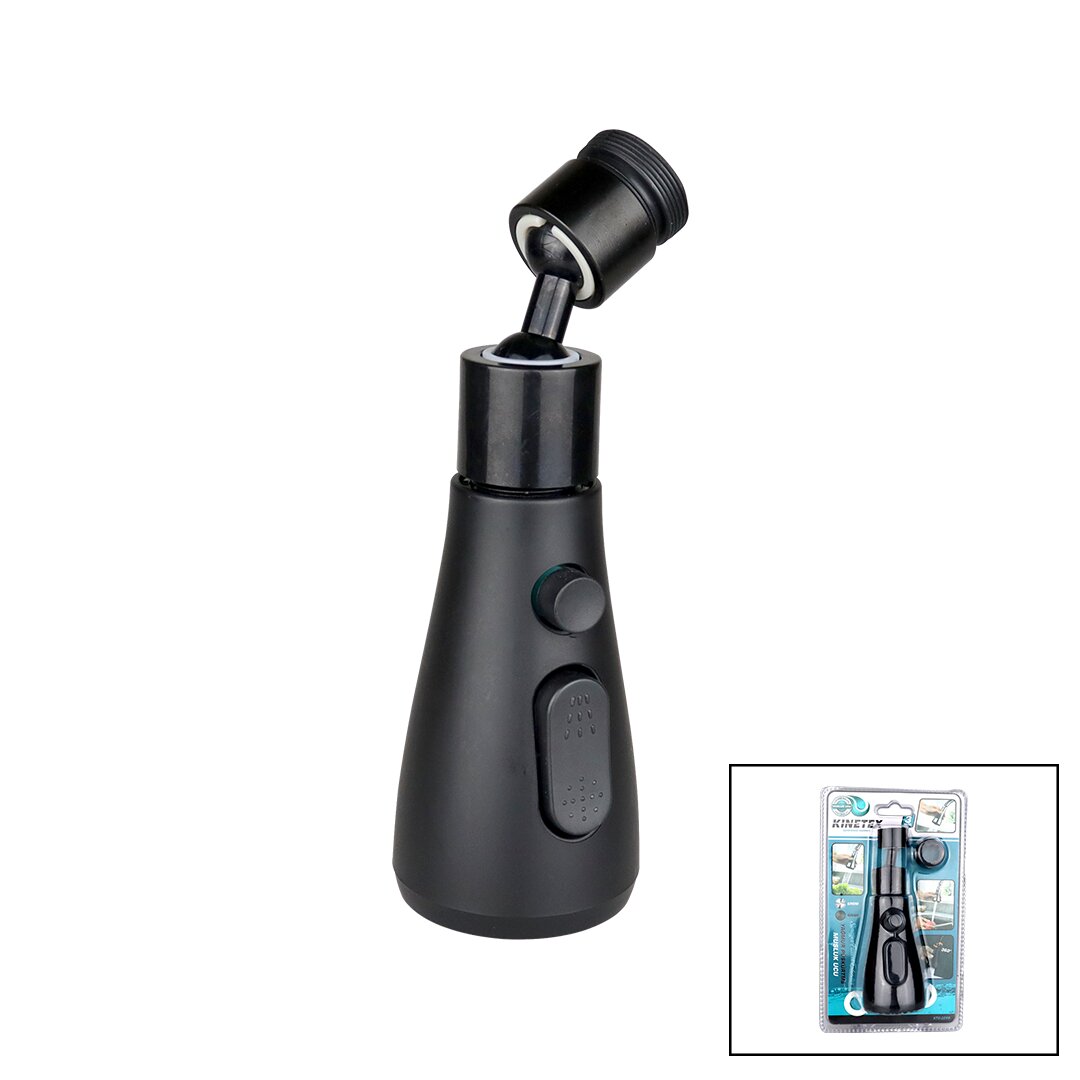 360 DERECE DÖNEBİLEN- 3 MOD SİYAH YAĞMUR PÜSKÜRTME BORULU KUBAR MUSLUK UCU KTX-3289
