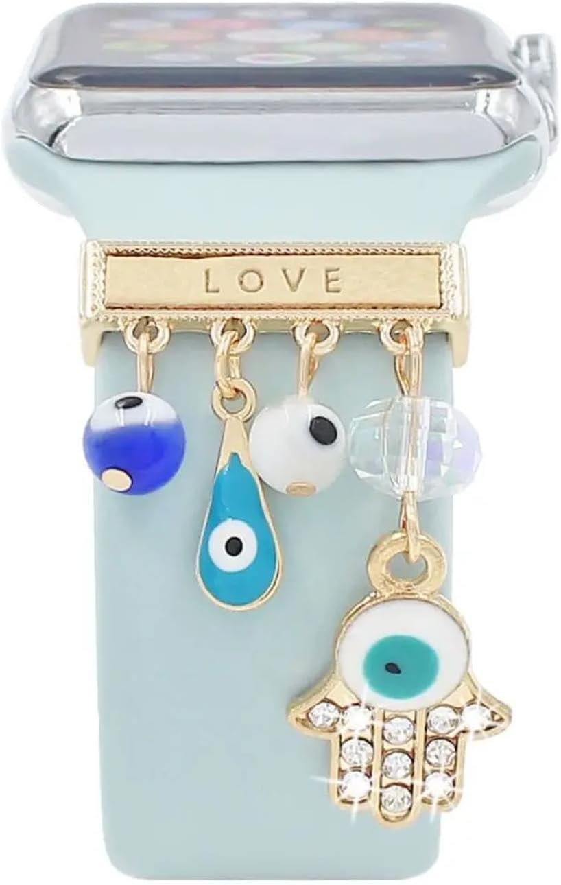 Apple Watch 11 42mm için Kordon Süsü Charm Love Hamsa [Watch Series 11 42mm ile Uyumlu Kordon - Gold]