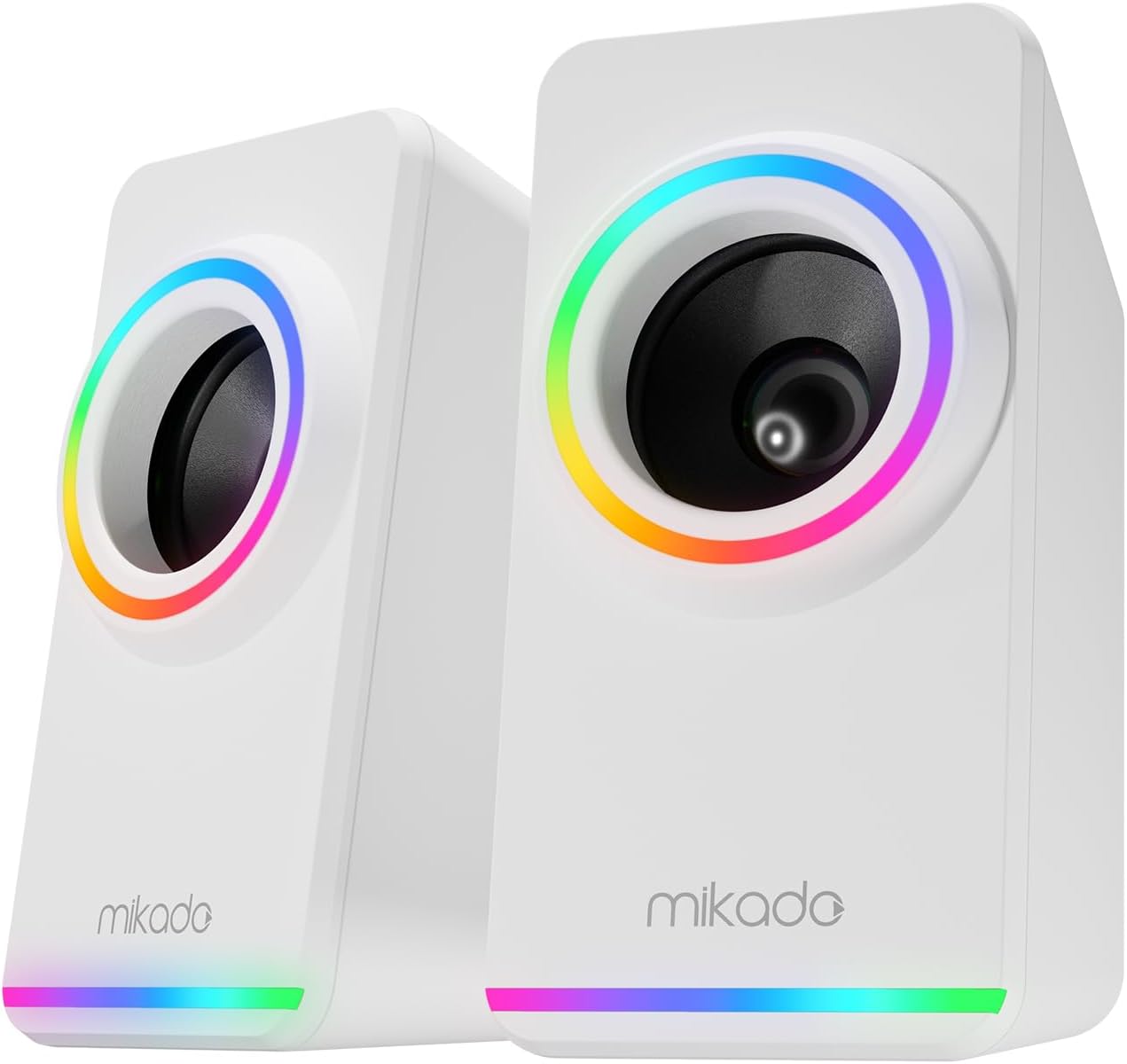Mikado MD-182 2.0 3W*2 RGB Aydınlatmalı USB + 3.5mm USB 5V 3.5MM AUX Girişi, Ses Kontrolü Ses Sistemleri, PC, Müzik Çalarlar Speaker USB Port 2 x 2 Hoparlör (BEYAZ)