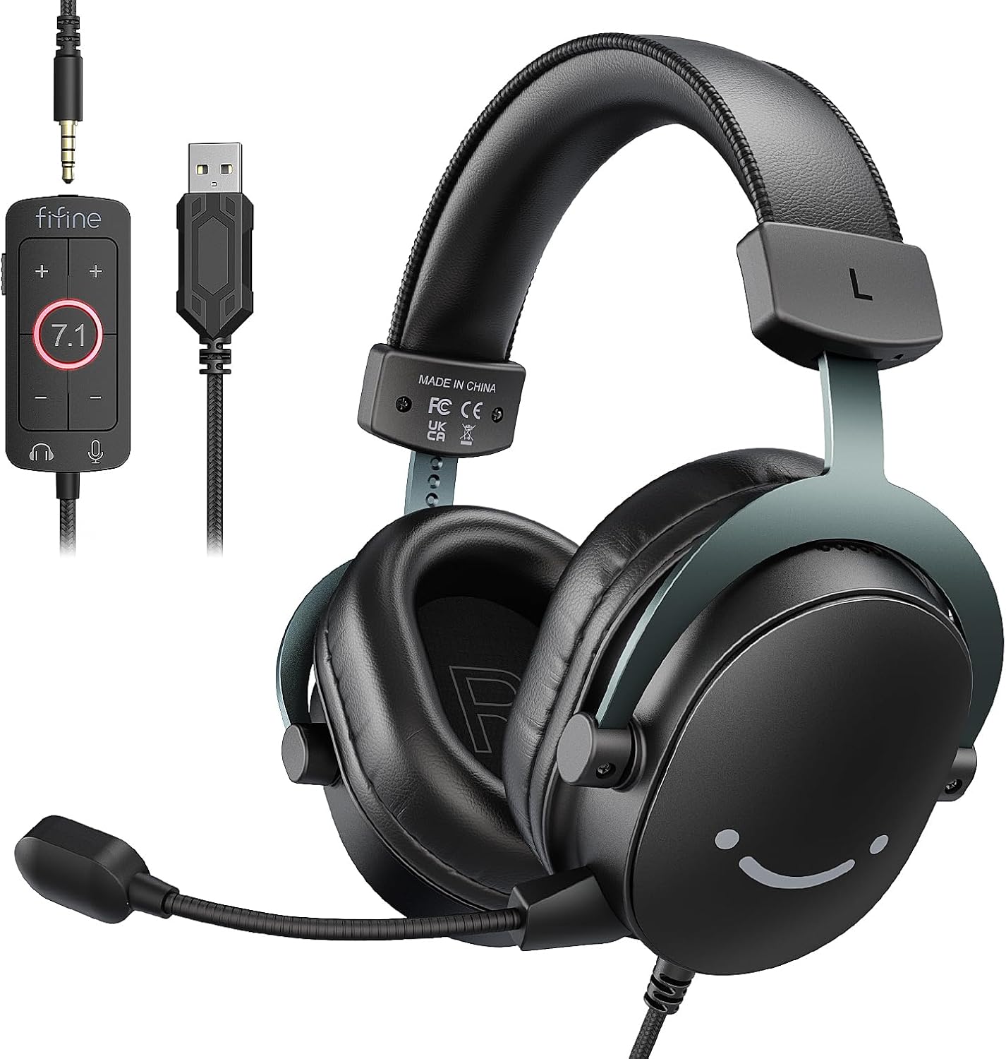 3,5 mm Ses Jaklı Oyun USB Kulaklığı, 7.1 Surround Ses, Çıkarılabilir Mikrofon, Ses Kontrolü, Kablolu Kulaklıklar Siyah PS5/PS4/Anahtar/XBOX denetleyici H9 için