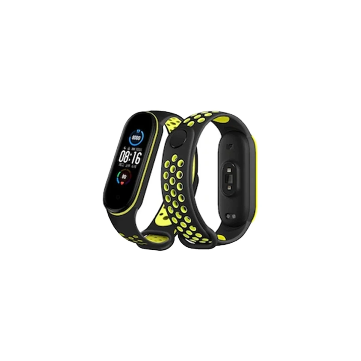 Xiaomi Mi Band 7 Spor Delikli Kordon - Siyah-Yeşil