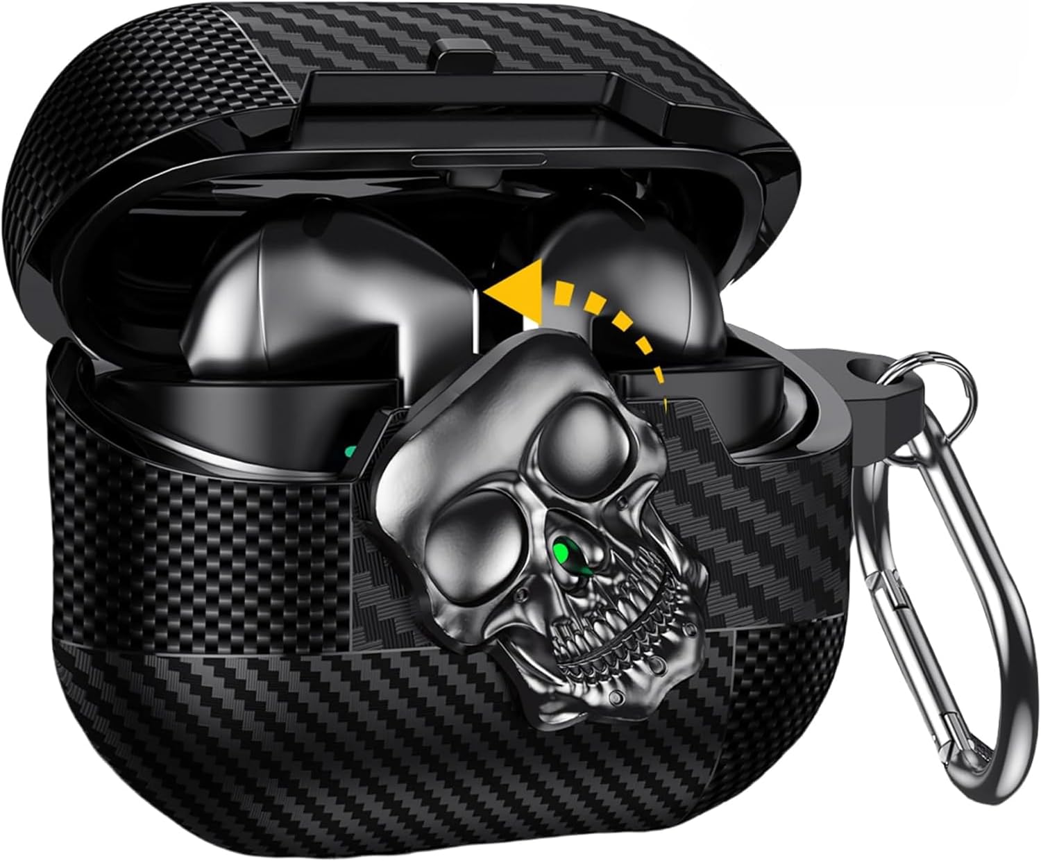 Samsung Galaxy Buds3 / Galaxy Buds3 Pro ve Galaxy Buds 3 FE Uyumlu Karbon Fiber Hybrid Polymer Technology Kuru Kafa Tasarım Güvenlik Kilitli Kulaklık Kılıfı