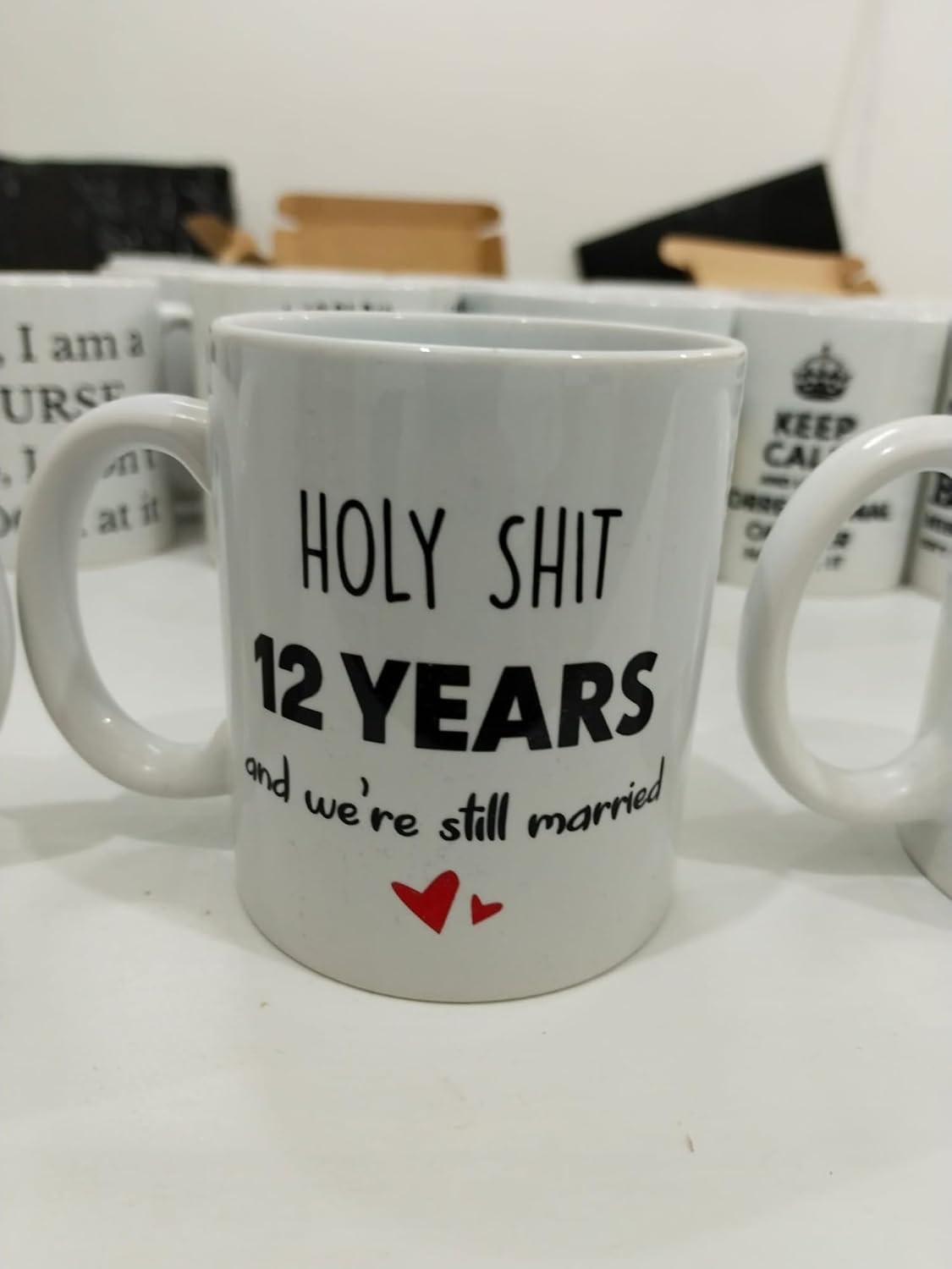 Holy Shit 12 Years Married Kupa - Evlilik Yıldönümü Komik Seramik Bardak 325ml