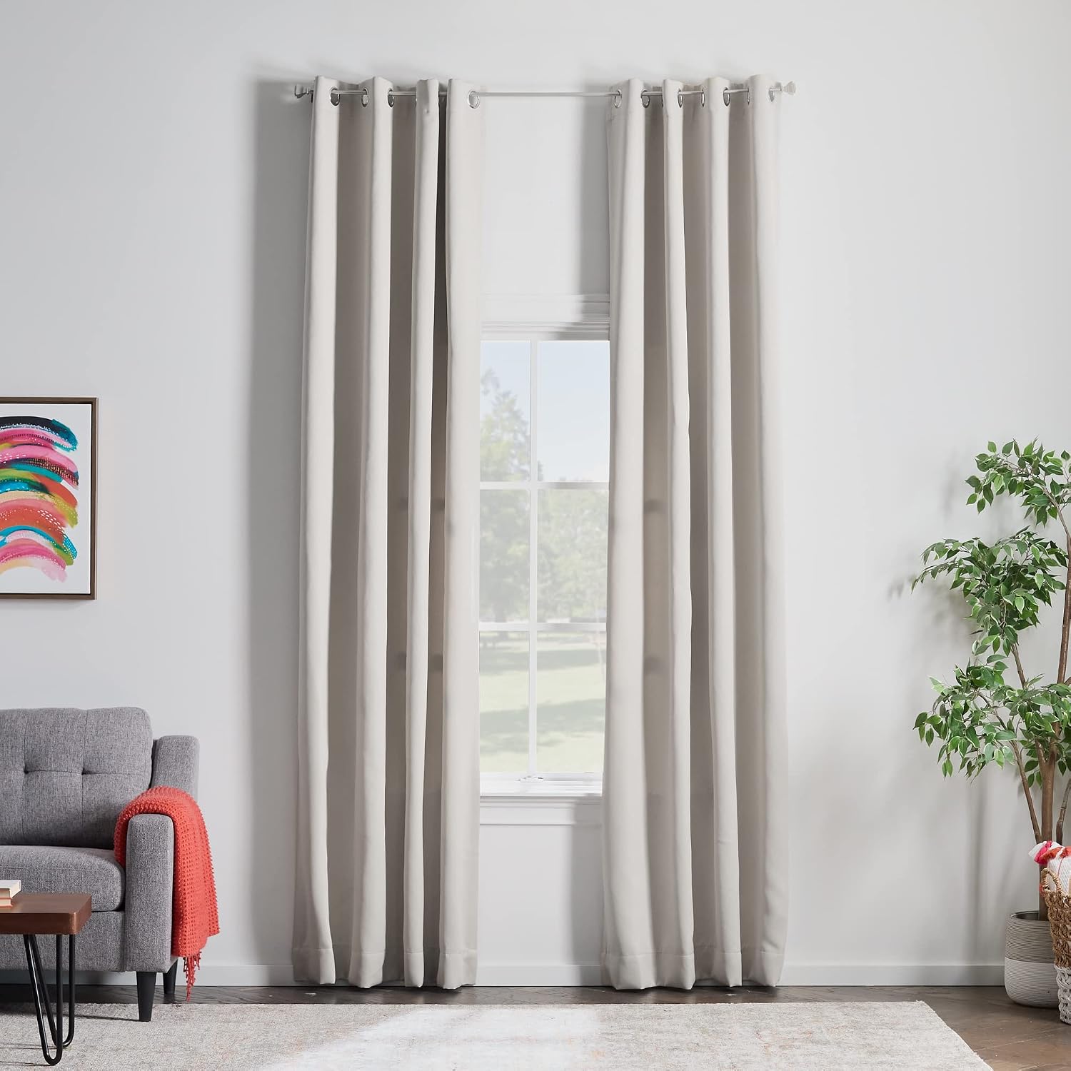 %85 Karartma Perdesi 2 Panelli Set; Beyaz Perdeler 250 cm Uzunluk; Isı Yalıtımlı, Gürültü Azaltıcı