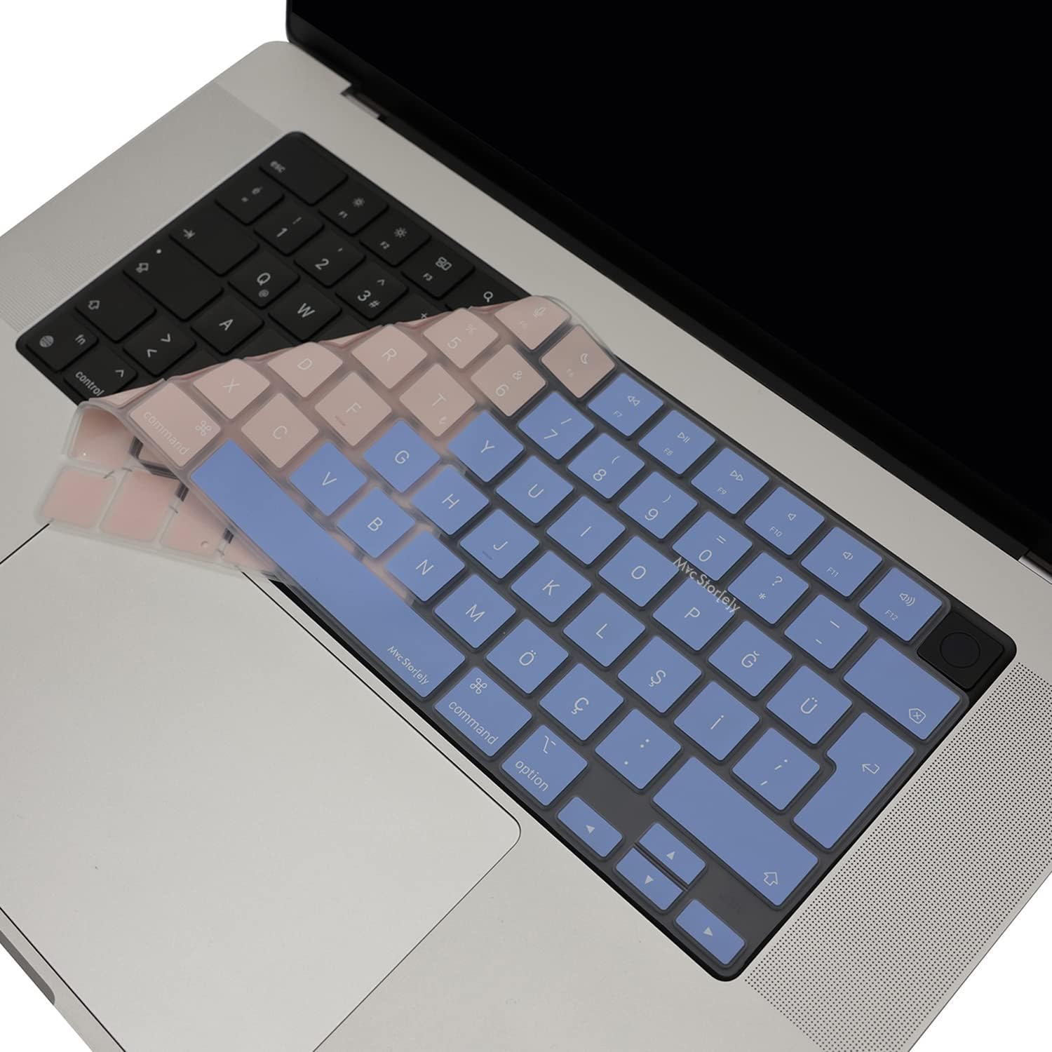 MacBook Türkçe Q Klavye Koruyucu Mavi Pembe M1-M5 | Air 13.6 A2681 A3113 A3240 A3449 | Pro 14 A2442 A3426 A3434 | Pro 16 A2485 A3429 | Neo 13 | Ultra İnce Silikon Keyboard Cover Touch ID