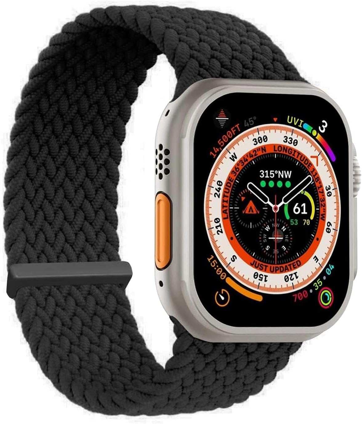 Apple Watch Series 10 42mm için Kordon, (Medium Size, 147mm) Knitted Fabric Single Loop Siyah [Watch Series 10 42mm ile Uyumlu Kordon - Siyah]