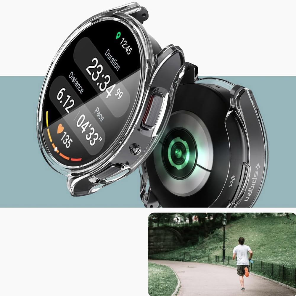 Samsung Galaxy Watch 6 ile Uyumlu 40mm Tam Kapatan Çerceve 40mm Önü Kapalı Tasarım Silikon Kılıf Çerçeve Darbe ve çiziklere Karşı Koruma (Siyah)