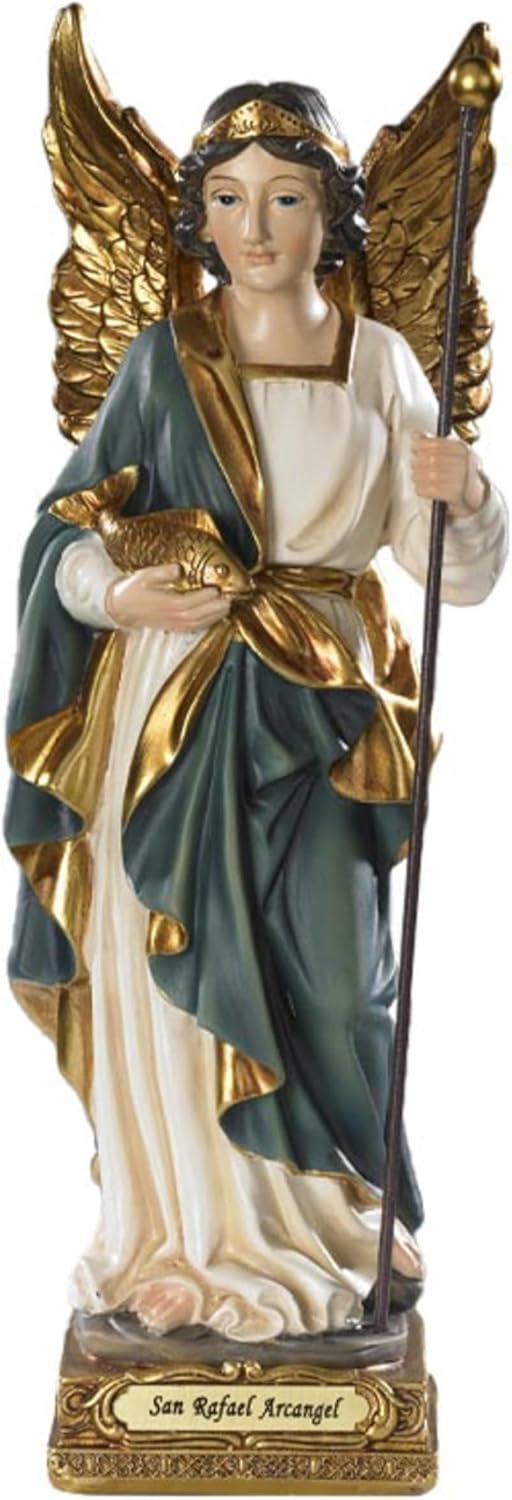 ArchAngel Saint Rafael Raphael Heykeli 8" Doktorların Koruyucu Azizi. El Boyaması. Milagros - VG010