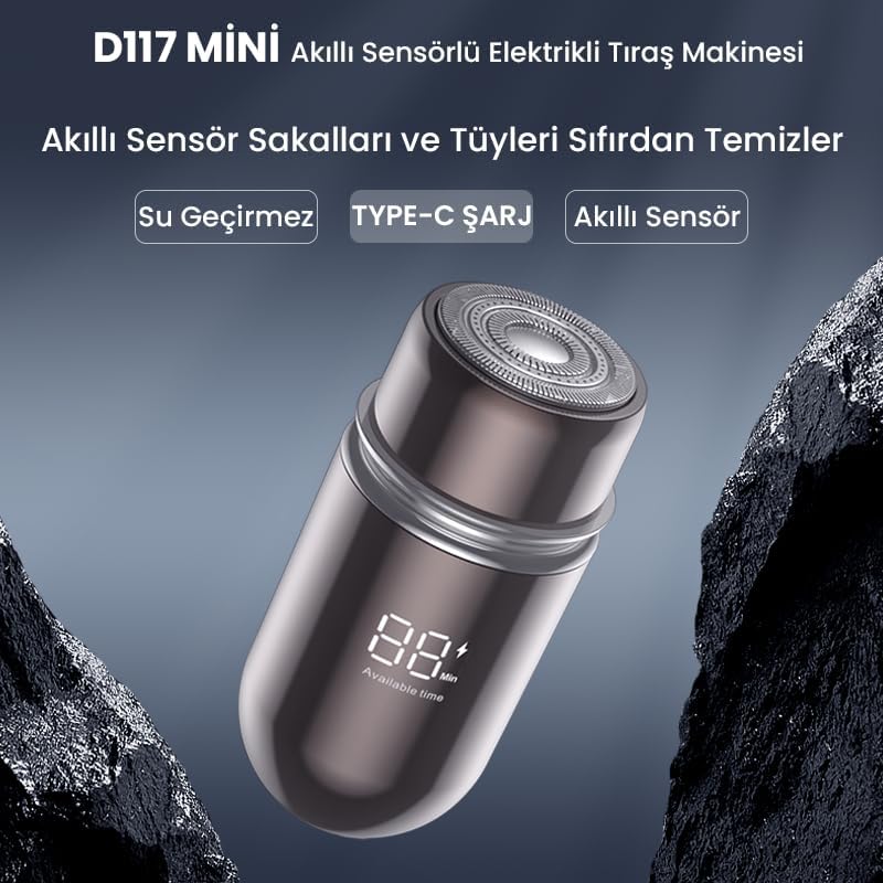 Şarjlı Taşınabilir Unisex Mini Sakal ve Yanak Tıraş Makinesi