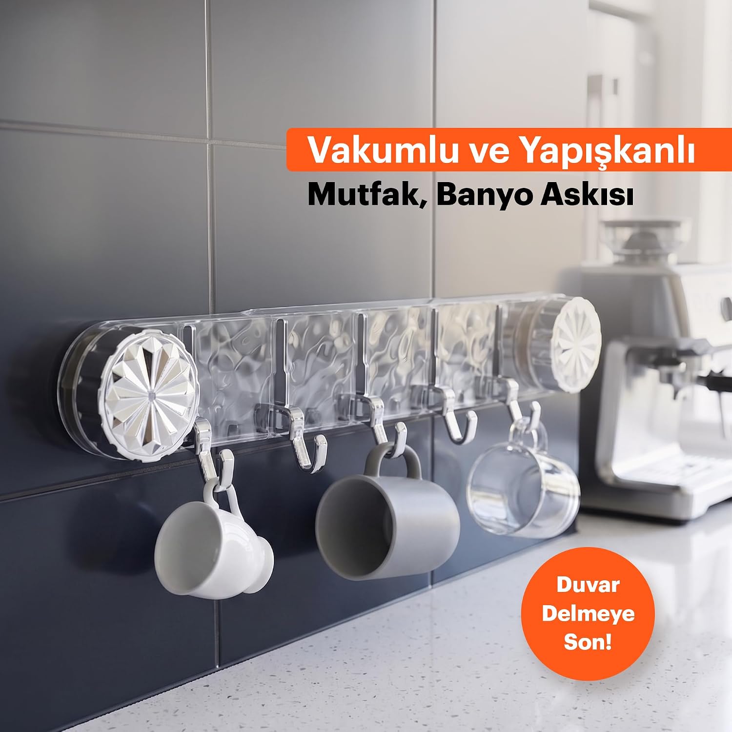 Vakumlu ve Yapışkanlı Askı – Mutfak ve Banyo İçin Delme Gerektirmeyen Duvar Askılığı