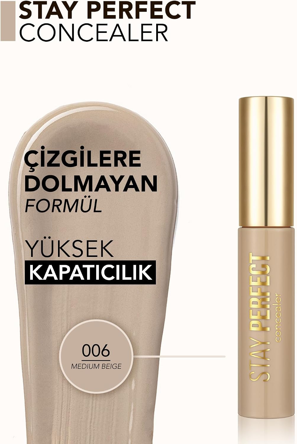 Doğal Bitişli Kapatıcı (SOĞUK ALT TON) - Stay Perfect Concealer - 006 Medium Beige - 8682536085540