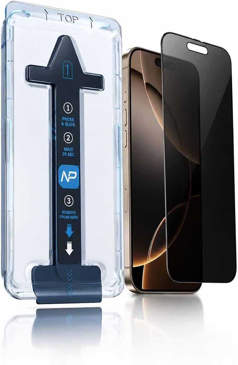iPhone 16 Plus/ 15 Plus ile Uyumlu Yeni Nesil Hayalet Ekran Koruyucu, 45° Gizlilik Cam, Kolay Kurulum Hizalama Aparatlı, Darbe ve Çizilmeye Dayanıklı Temperli Cam, Tozsuz Uygulama