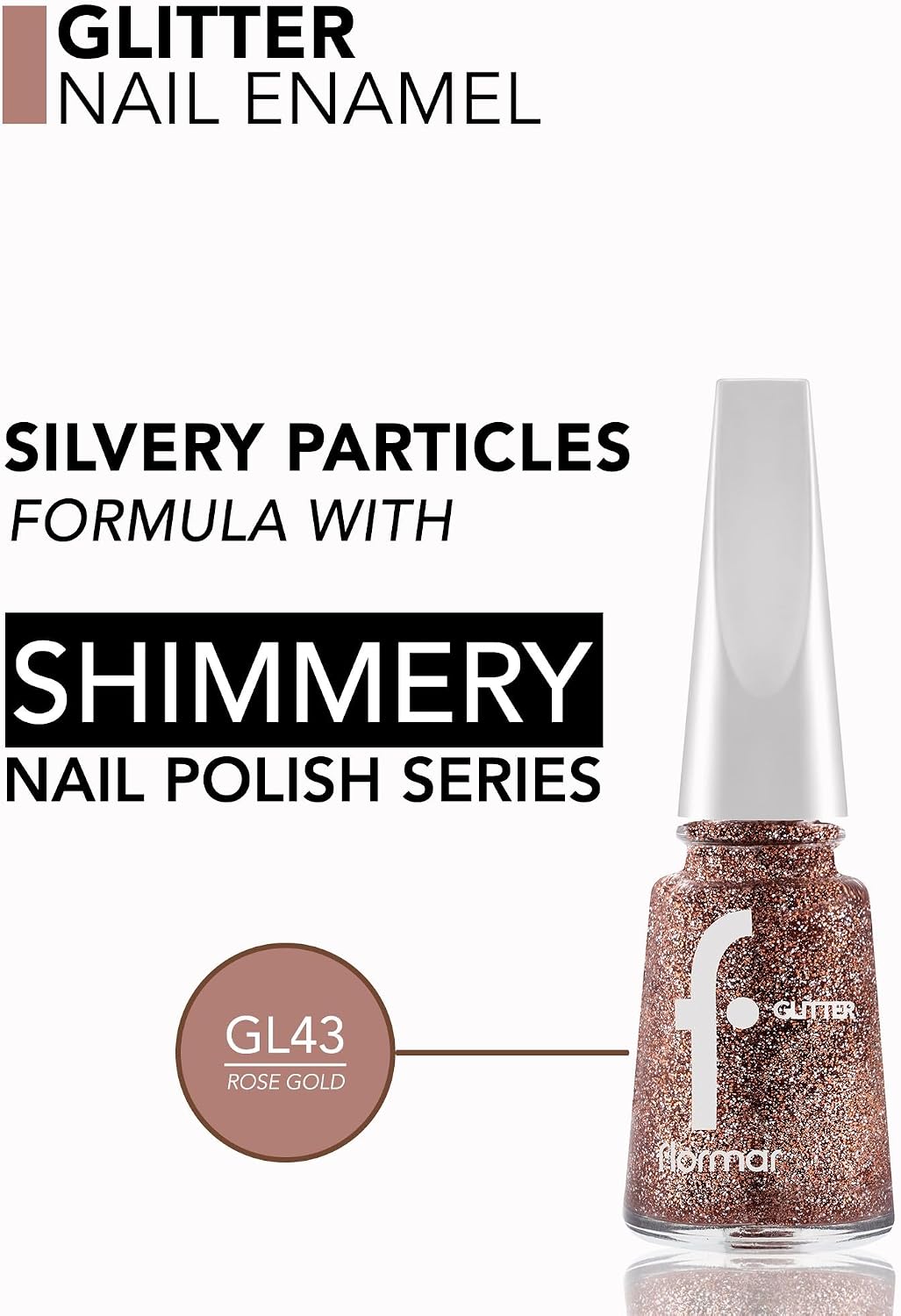 Yoğun Simli Şeffaf Oje - Glitter Nail Enamel - GL043 Rosegold-8682536050005