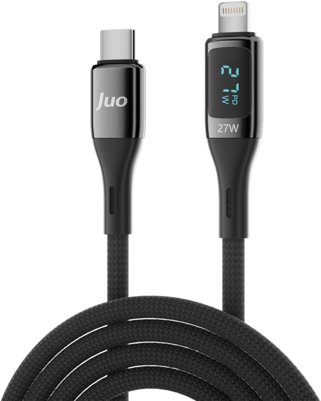 27W Dijital Led Ekranlı USB Type-C to Lightning iPhone iPad Hızlı Şarj ve Data Kablosu 1 Metre