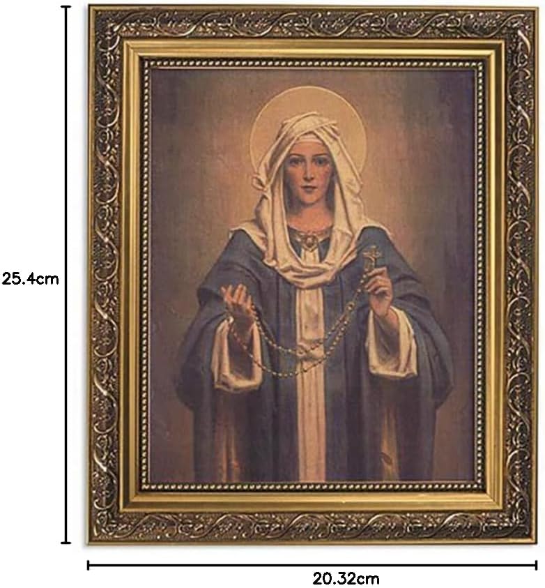 İlham Verici Çerçeveli Baskı Our Lady of The Rosary, 11Wx135H, Kahverengi