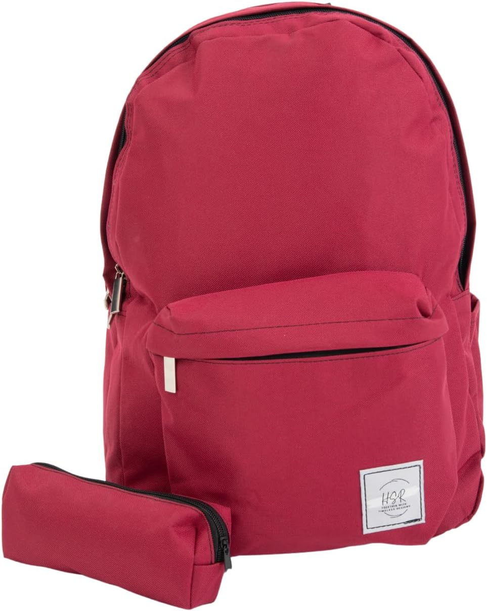 Unisex Ortopedik Su Geçirmez Leptop Bölmeli Hafif Günlük ve Okul Sırt Çantası ve Kalemlik (BORDO)