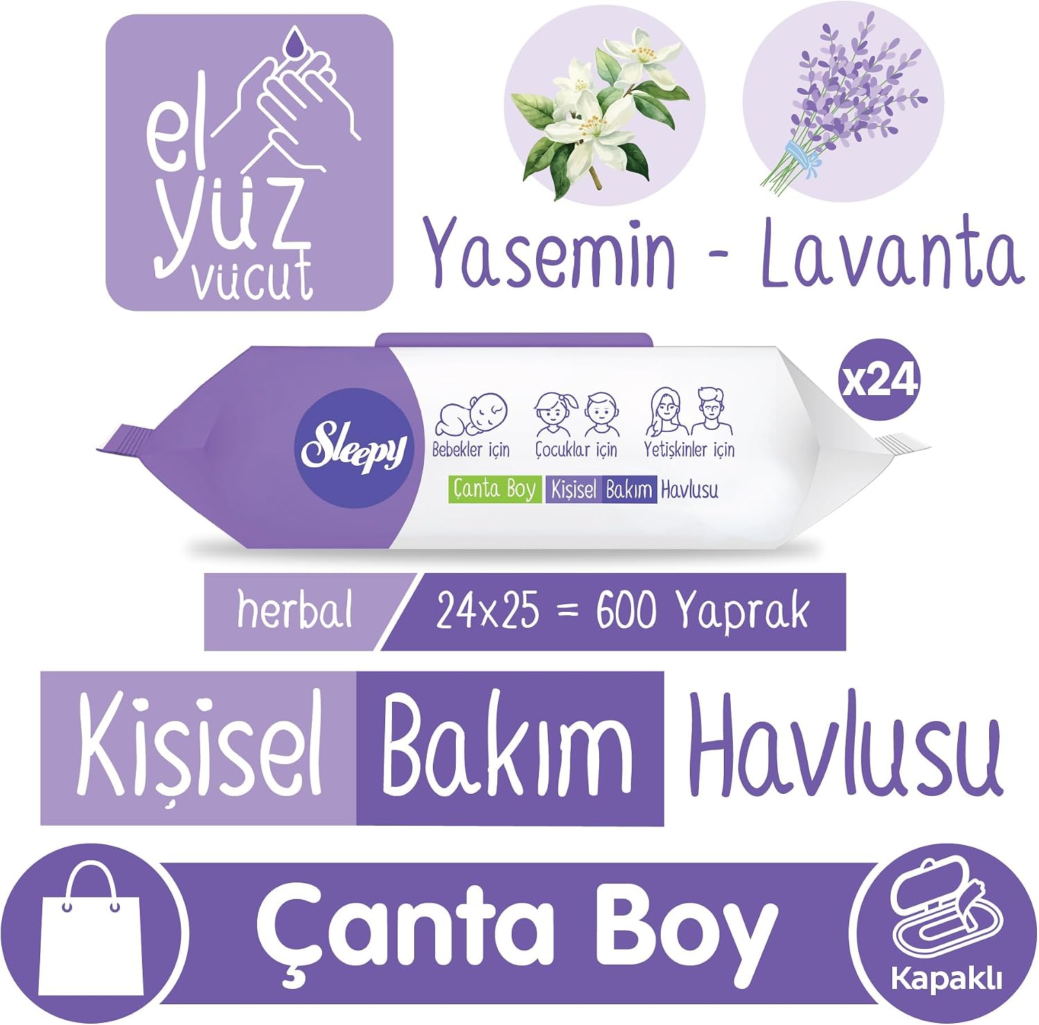Herbal Kişisel Bakım Havlusu Çanta Boy 24x25 (600 Yaprak)