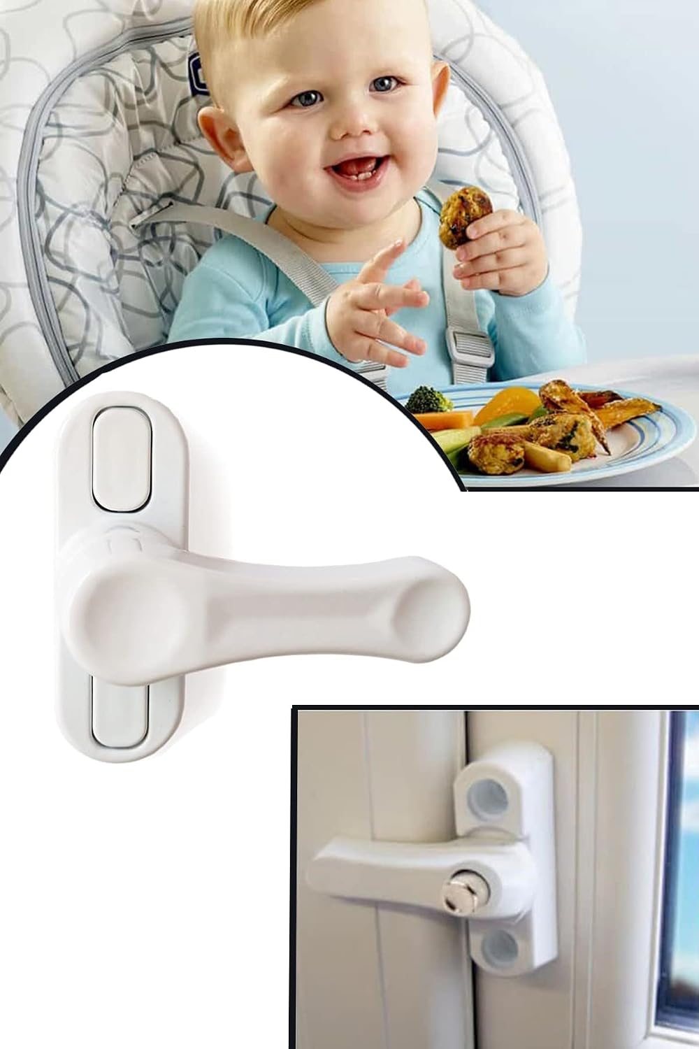 Deaks Pvc Pimapen Kapı Pencere Emniyet Çocuk Güvenlik Kilidi Basmalı Beyaz 1410