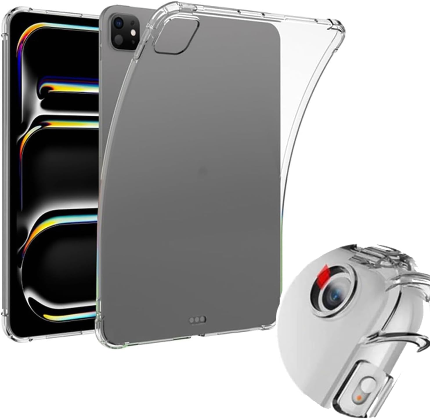 iPad Pro 13 ile uyumlu 2024 Kılıf A2925 A3360-A3361-A2926 Tablet Nitro Anti Shock Silikon Tamamen Şeffaf Görünümlü Kapaki Pad Pro 13 ile uyumlu tablet kılıf Şeffaf Renk