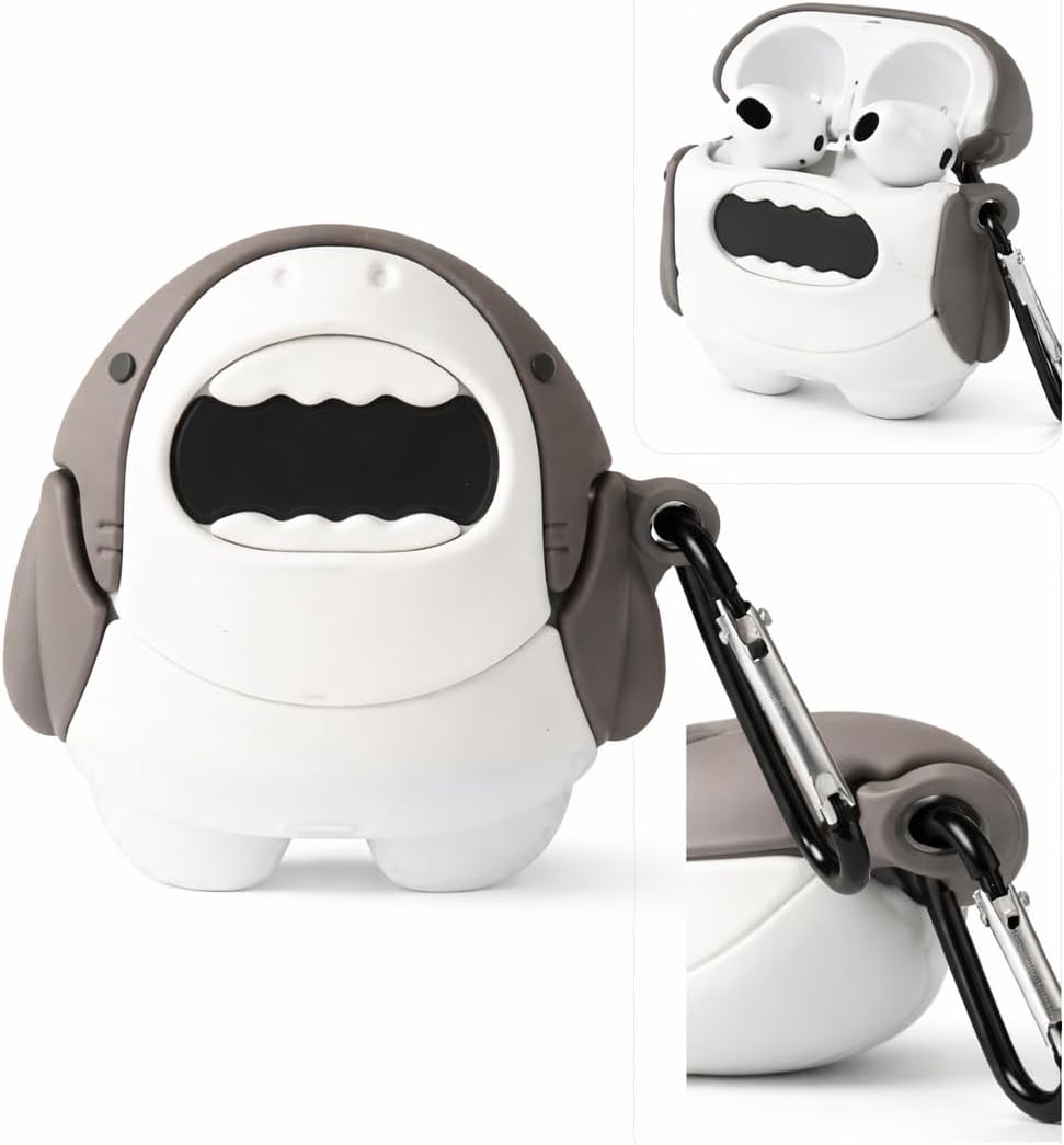 Huawei ile uyumlu FreeBuds 5 Sert Kulaklık Kılıfı Yumuşak Soft Dokunuş Karakter Görünümlü Cartoon Kılıf Köpekbalığı