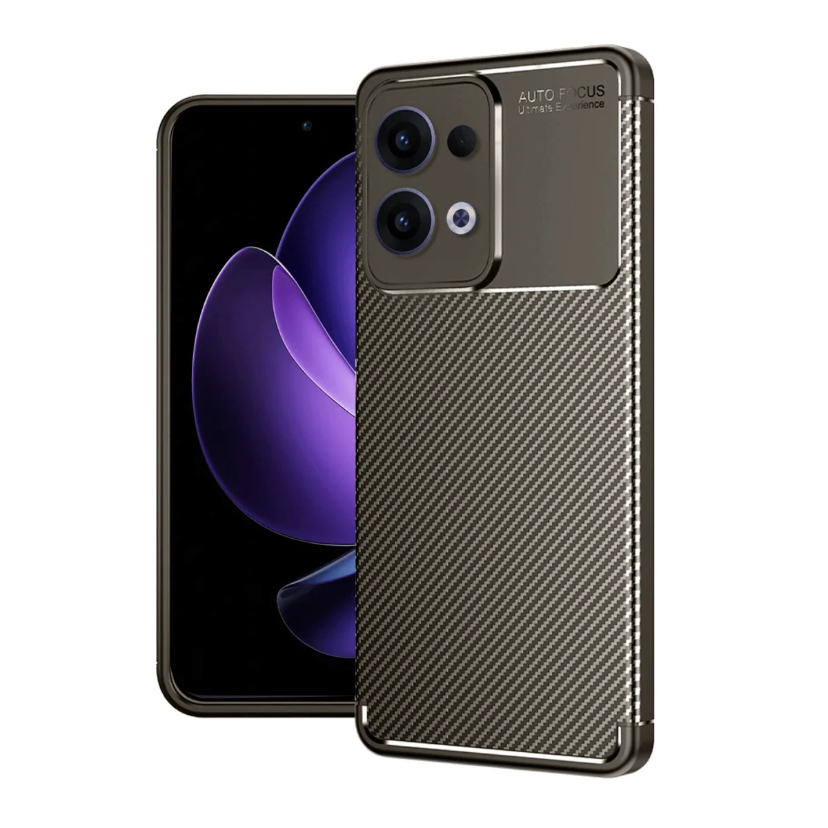 Oppo Reno 13 Pro Kılıf Auto Focus Karbon Kapak - Kahverengi