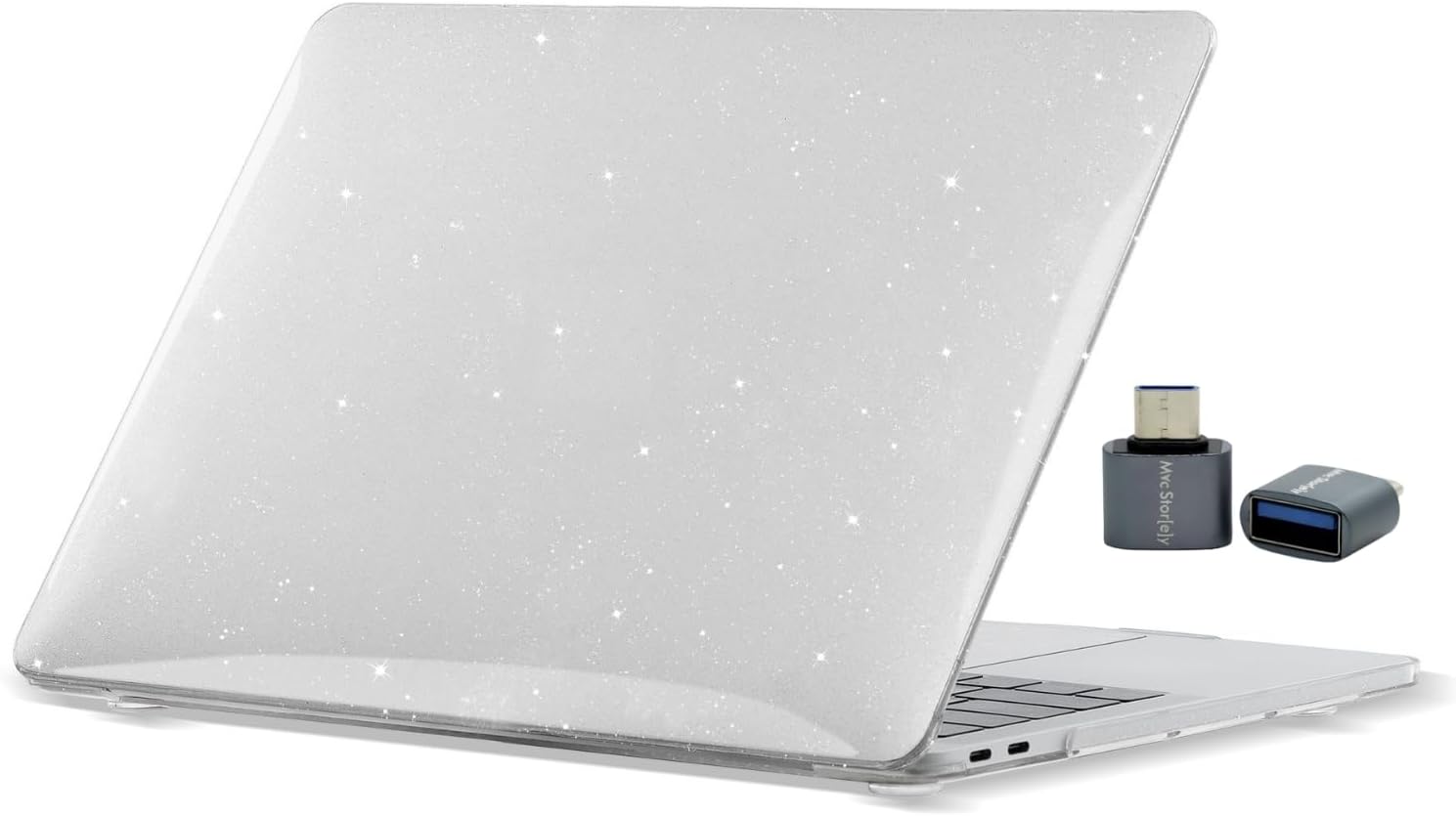 MacBook Air 13.6 İnç Simli Kristal Parlak Kılıf A2681 A3113 A3240 A3449 M2 M3 M4 M5 Uyumlu Sert Kapak Hard Case Şeffaf