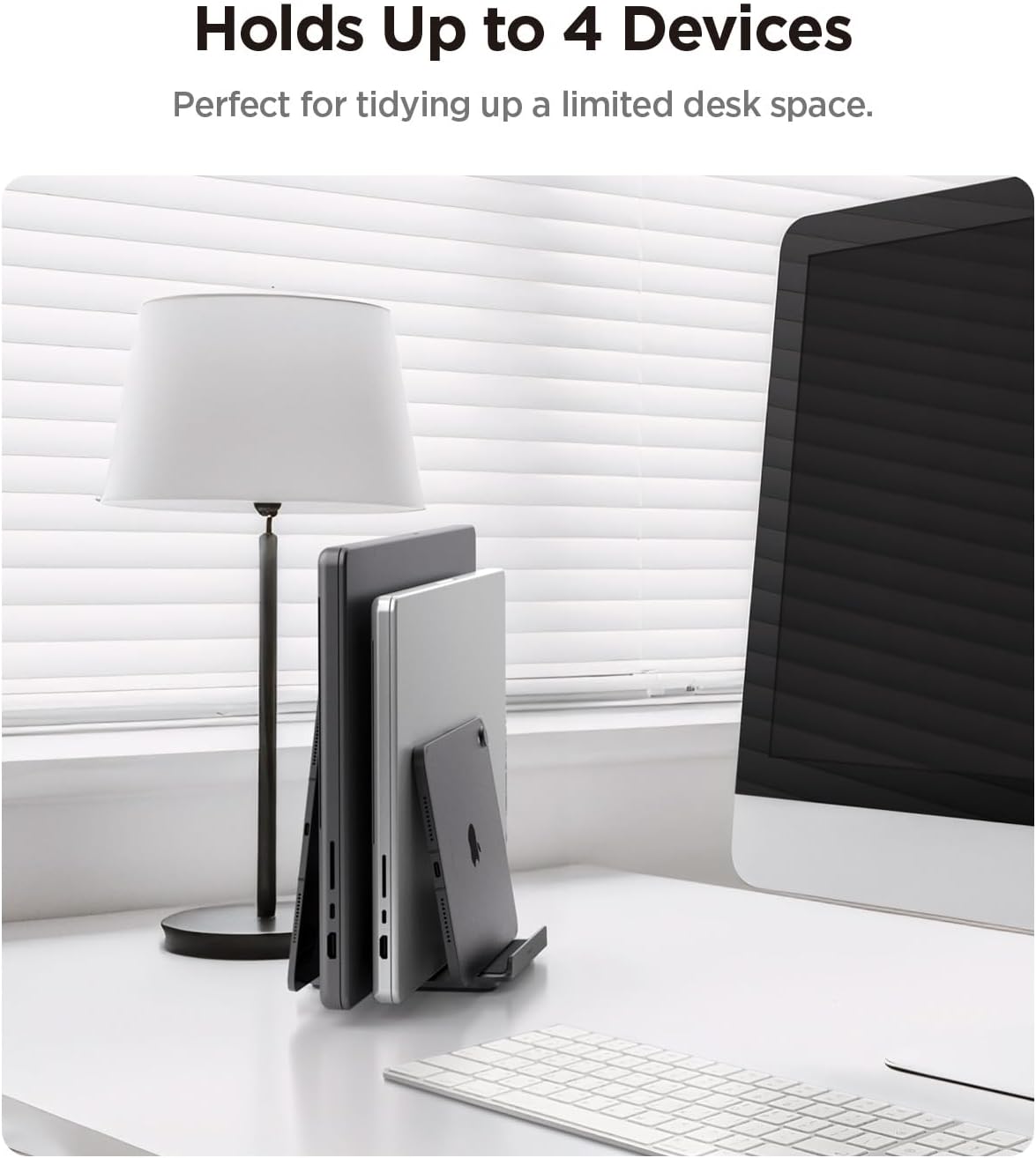 Dikey Tablet/Telefon/Notebook Standı 4 Cihaz Kapasiteli Ayarlanabilir Organizer Düzenleyici Stand Gray - AMP10640