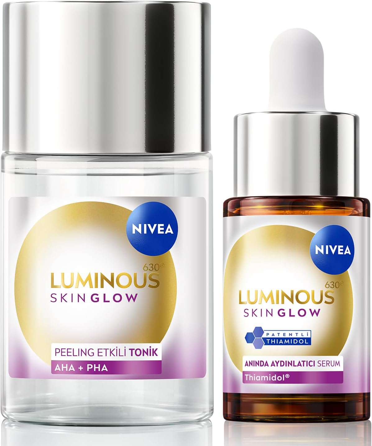 Luminous630 Skin Glow Anında Aydınlatıcı Serum 15ml ve Peeling Etkili Tonik 100ml, Eşit Cilt Tonu