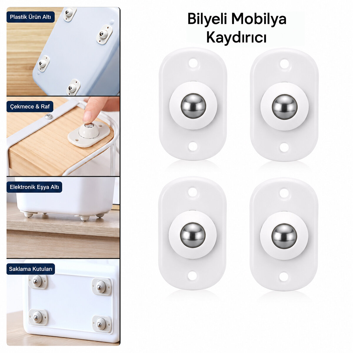 Kartelalı 4PCS Tek Bilya Tekerlekli Mobilya Eşya Taşıma Aparatı 360° 8KG Taşıma Kapasite