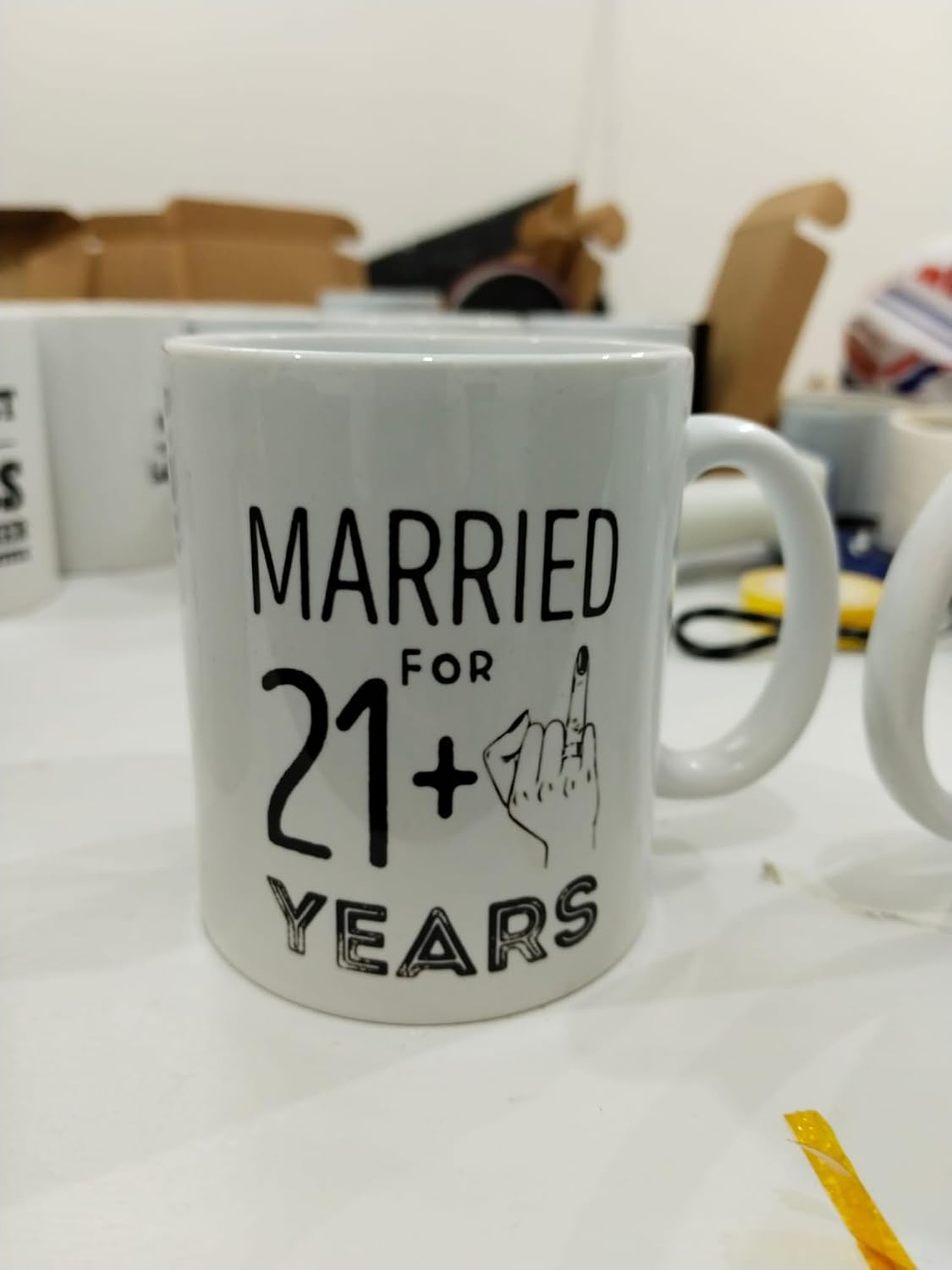 Married For 21+ Years Kupa - Evlilik Yıldönümü Komik Seramik Bardak Çift Hediyesi 325ml