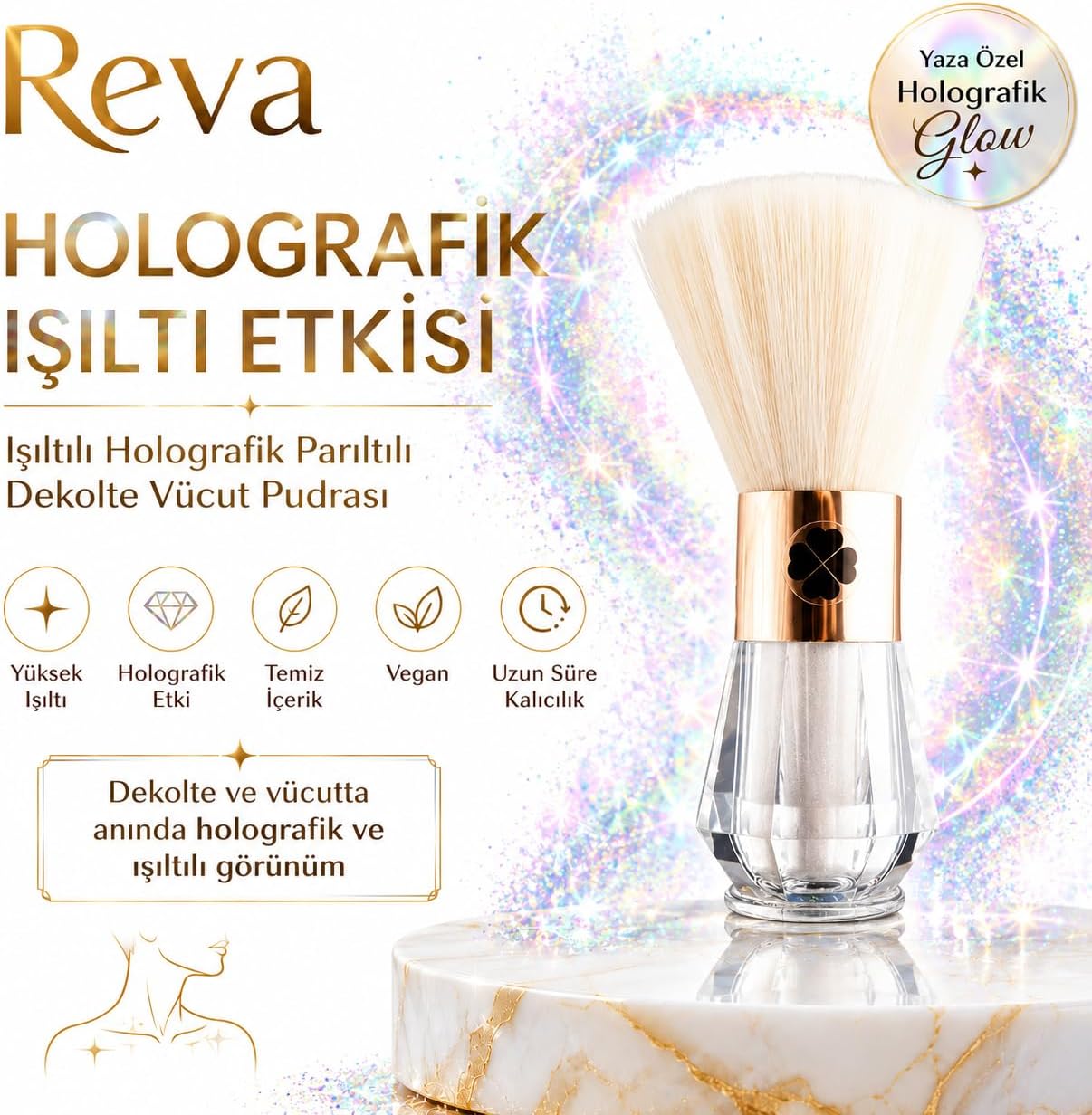 Holographic Explosion For Decolette Vegan Işıltılı Holografik Parıltılı Dekolte Vücut Pudrası