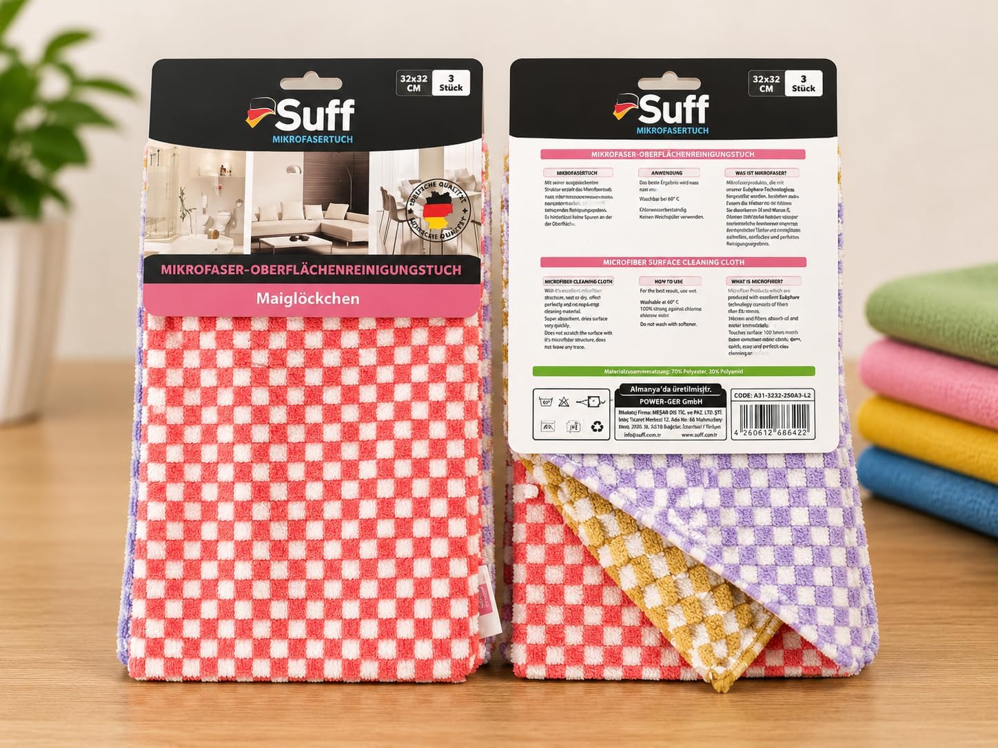 3'lü Müge Mikrofiber Temizlik Bezi 32x32 cm – Süper Emici, İz Bırakmayan Yüzey Temizlik Bezi – Karma Renk A3-2
