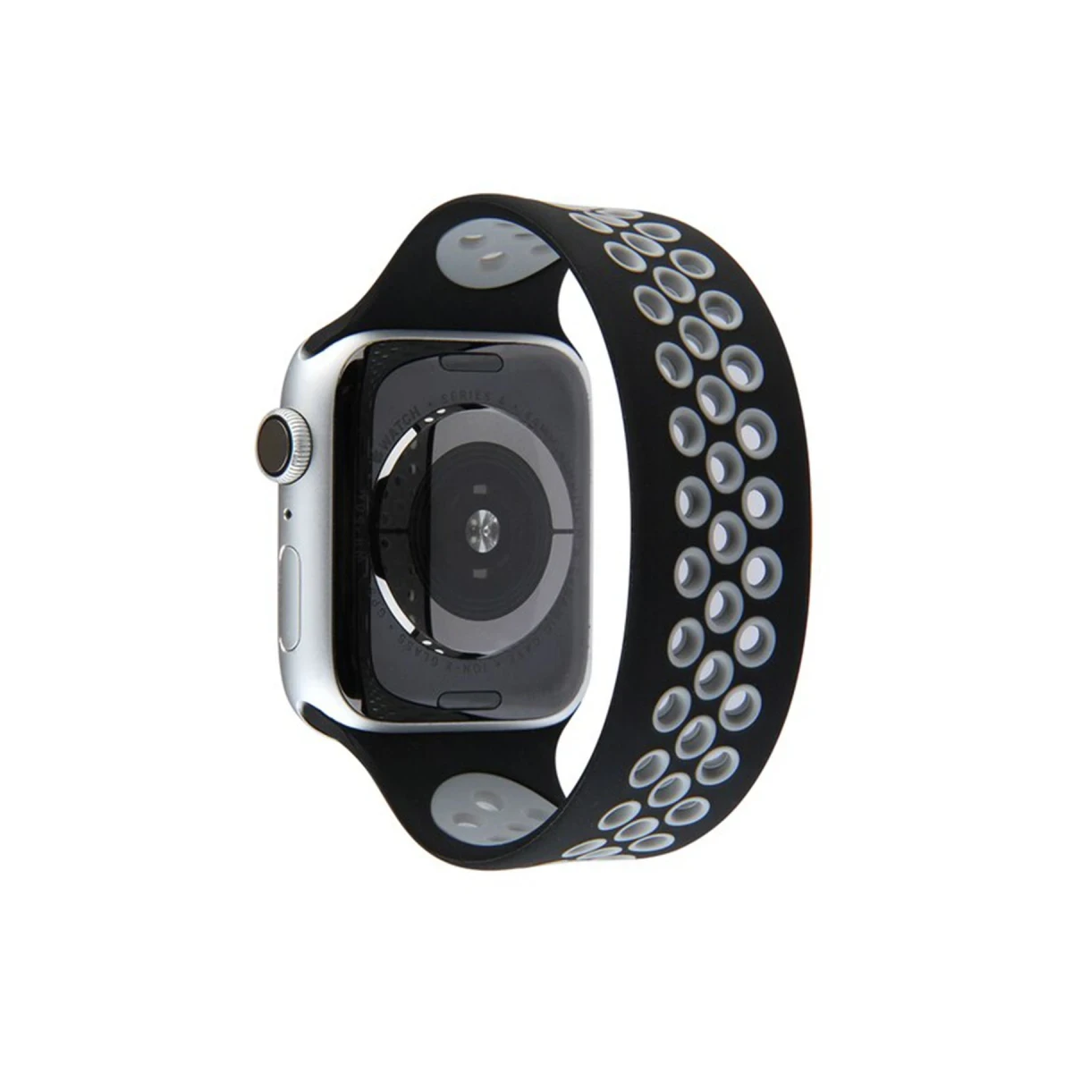 Apple Watch 38mm Ayarlı Delikli Silikon Kordon - Siyah-Gri