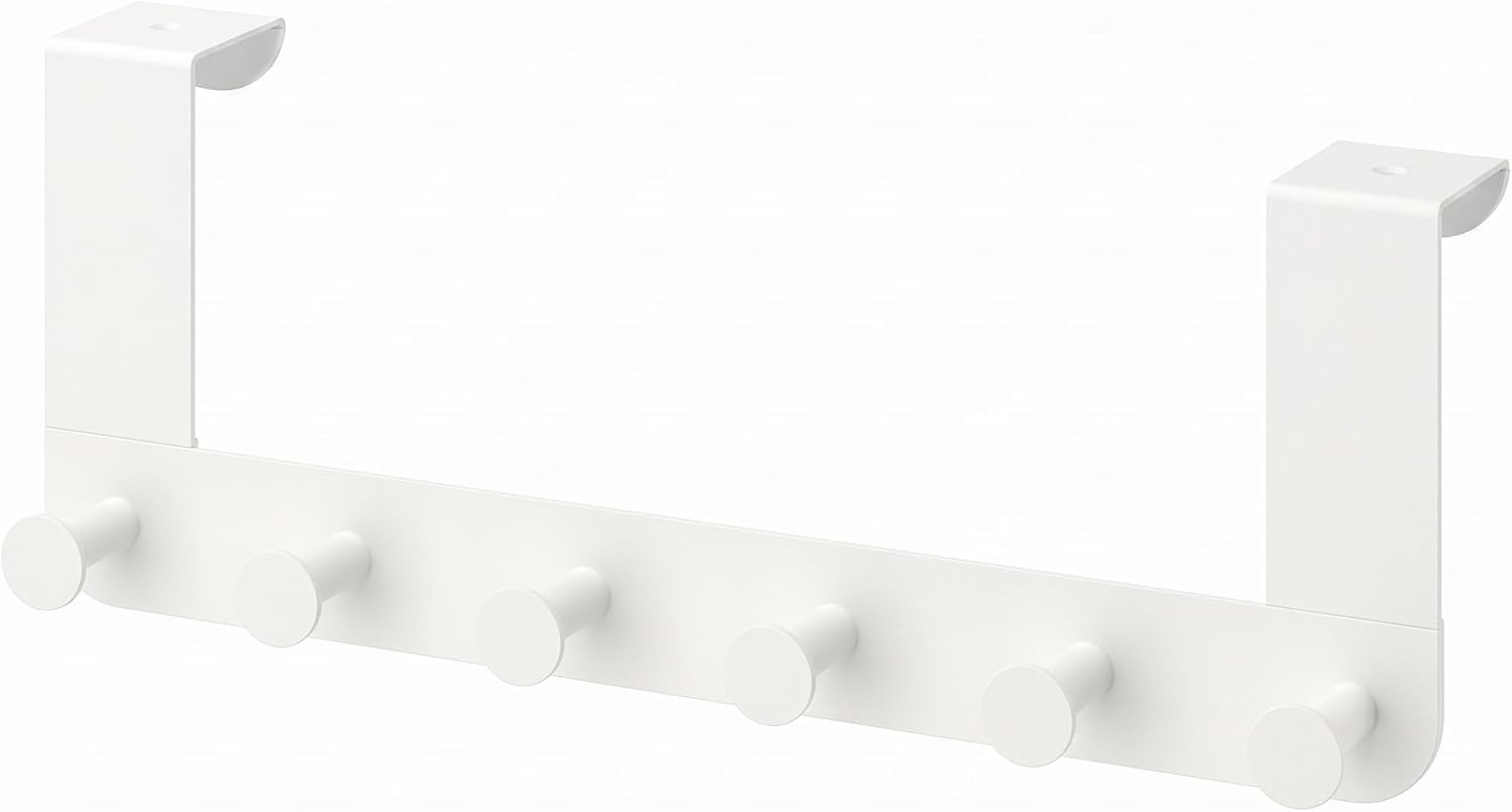 ENUDDEN kapı gardırobu, beyaz metal, 6 kanca, 4 cm'ye kadar kapı kalınlığı için