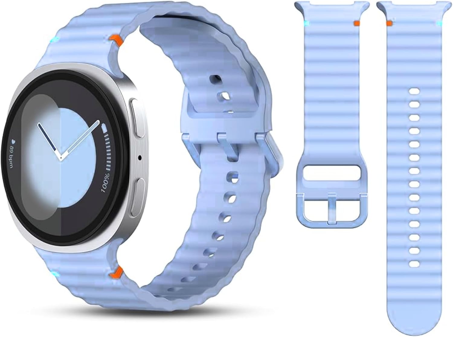 Samsung Galaxy Watch 9 / Watch 8 (40mm/44mm) ve Watch 8 Classic (46mm) Uyumlu Premium Dalgalı Yumuşak Silikon Spor Kordon - Nefes Alabilen, Konforlu, Suya Dayanıklı, Terletmeyen Kayış